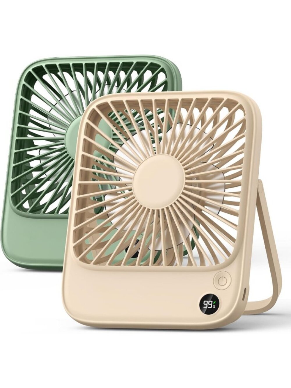2 Pack Portable Desk Fan - 5000mAh Battery, Quiet & Ultra-Thin Design